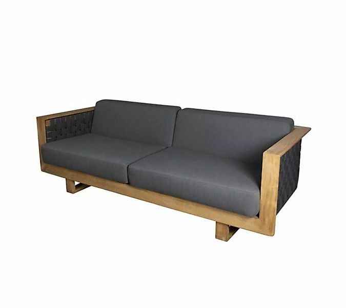 Cane - Line Loungesofa CANE-LINE Angle 3-Sitzer Sofa m/Teak Gestell Dark gr günstig online kaufen