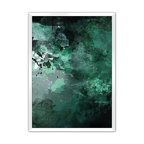 Poster Abstract Green, 50 x 70 cm, Rahmen wählen: weiss günstig online kaufen