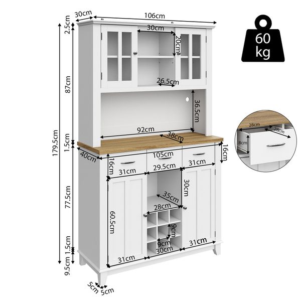 Celya Küchenbuffet Küchenschrank,Hochschrank Küchenbuffet,Vitrinenschrank, günstig online kaufen