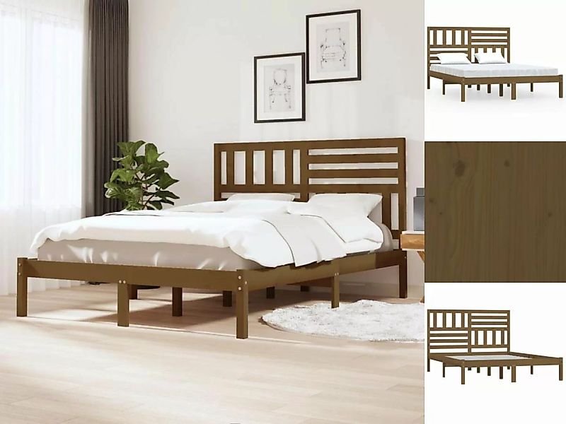 vidaXL Bettgestell Massivholzbett Honigbraun Kiefer 120x200 cm Bett Bettrah günstig online kaufen