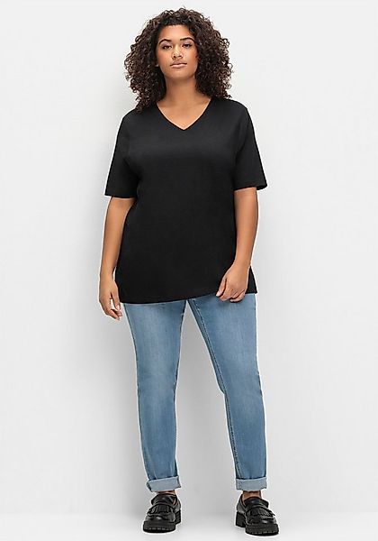 Sheego T-Shirt T-Shirt Kurzarm mit doppellagigem Vorderteil günstig online kaufen