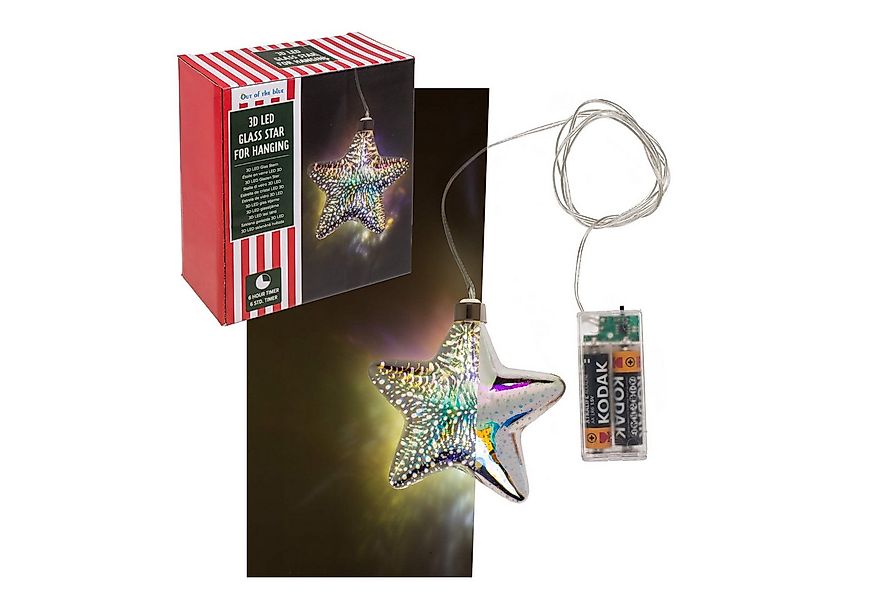 Out of the Blue LED Dekolicht 3D LED Glas Stern 10cm mit Timer Batteriebetr günstig online kaufen