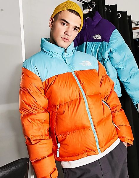 The North Face – 1996 Retro Nuptse – Jacke in Orange/Blau günstig online kaufen