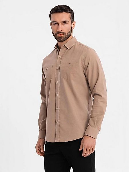 OMBRE Langarmhemd Herren Leinenhemd mit klassischem Kragen und Taschen REGU günstig online kaufen