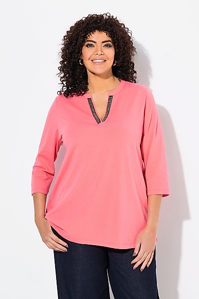 Ulla Popken Longshirt Longshirt A-Linie Tunika-Ausschnitt günstig online kaufen