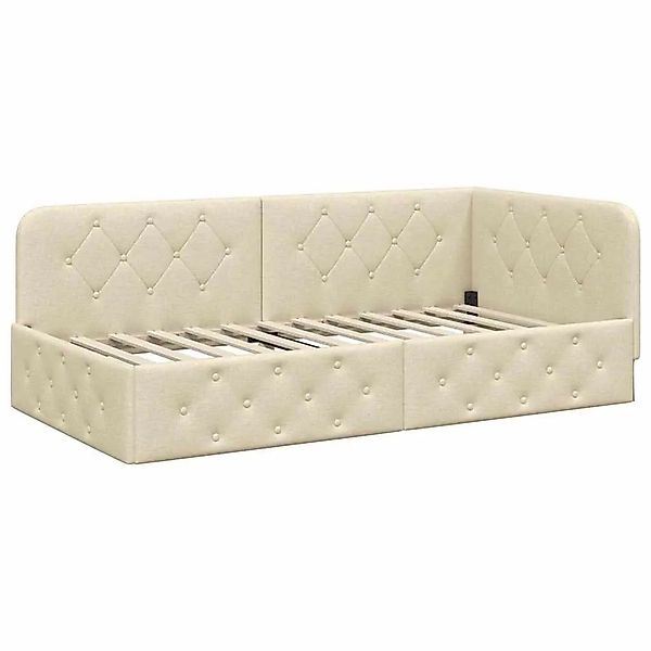 vidaXL Eckbettgestell mit Kopfteil Creme 90 x 200 cm Stoff 42016501 günstig online kaufen
