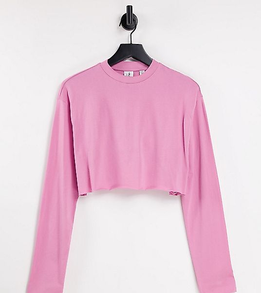 COLLUSION – Kurz geschnittenes, langärmliges Shirt aus Bio-Baumwolle in Ros günstig online kaufen