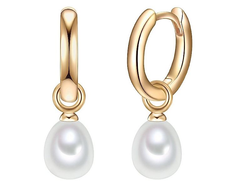 Valero Pearls Paar Creolen gelbgold, mit Süßwasser-Zuchtperlen günstig online kaufen