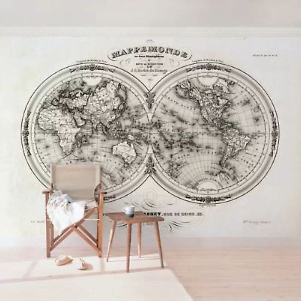 Bilderwelten Fototapete Weltkarte - Französische Karte der Hemissphären von günstig online kaufen