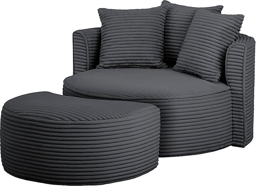 LeGer Home by Lena Gercke XXL-Sessel »Isalie, Rundsessel mit Hocker, Lesese günstig online kaufen