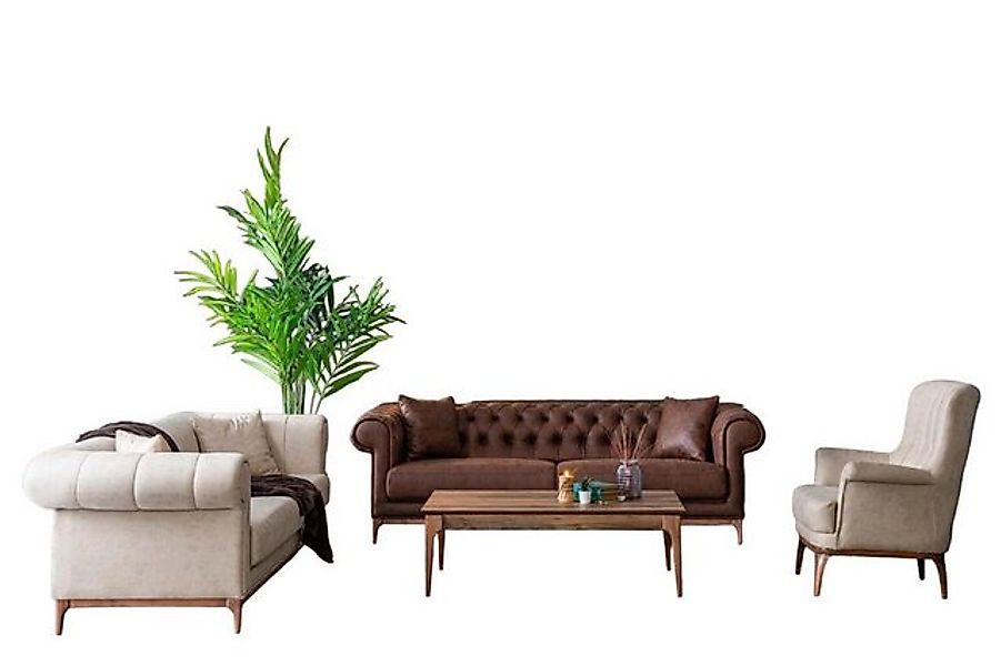 JVmoebel Chesterfield-Sofa Gepolsterte Wohnzimmer Möbel Sofagarnitur Couch günstig online kaufen