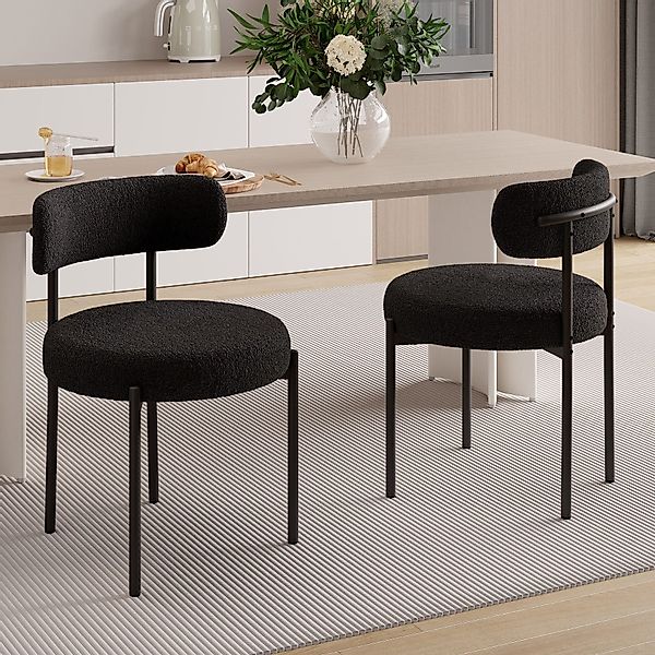 HawthyHome Esszimmerstuhl Teddy Stoff Runde Boucle günstig online kaufen