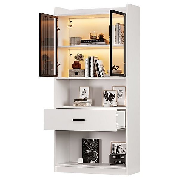 BlingBin Standvitrine Vitrinenschrank mit LED Lichtern, Display Regal, Glas günstig online kaufen