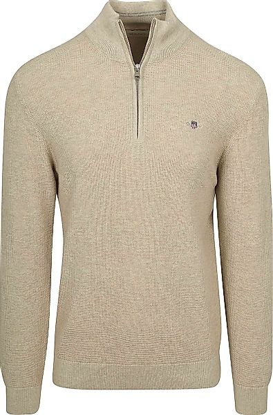Gant Half Zip Pullover Micro Textured Beige - Größe XL günstig online kaufen