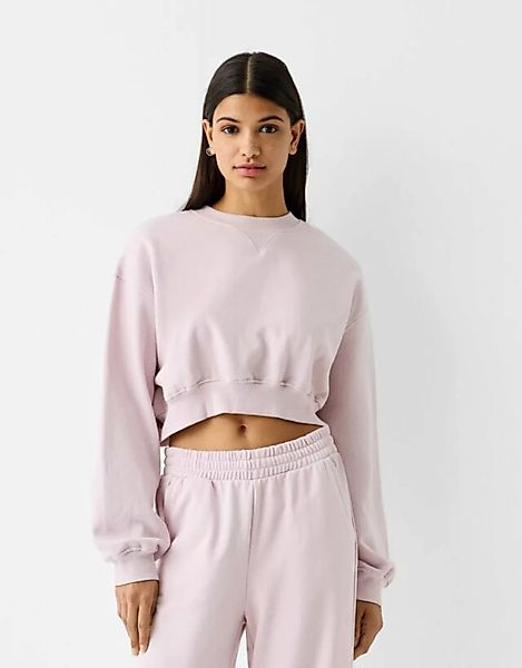 Bershka Cropped-Sweatshirt Damen L Violett günstig online kaufen