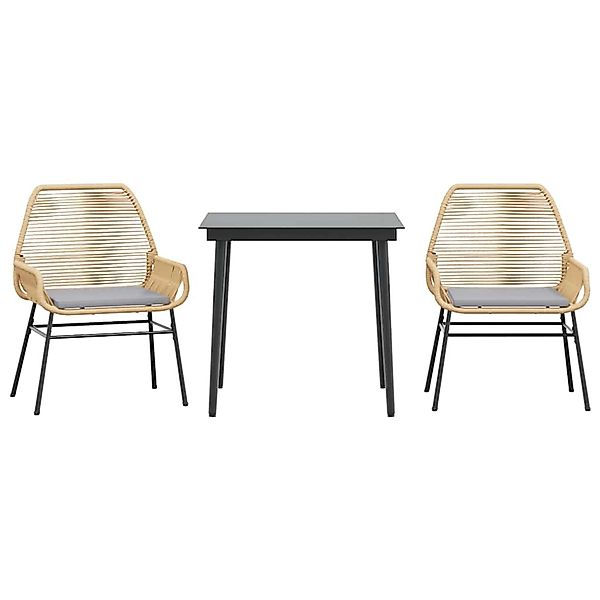 vidaXL 3-Tlg Garten-Essgruppe mit Kissen Braun Poly Rattan Glas 3334471 günstig online kaufen