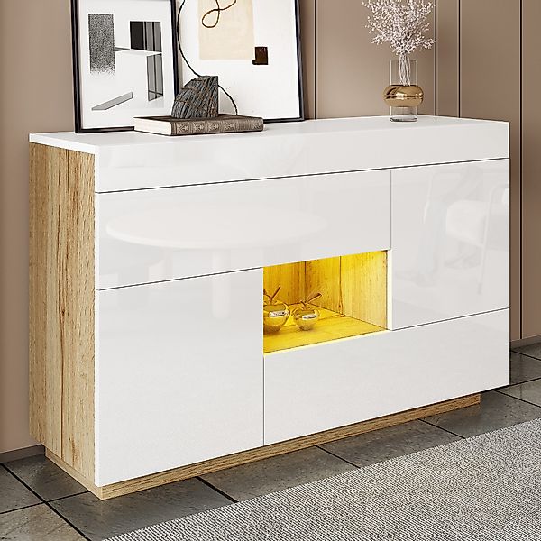 Merax Sideboard Hochglanz Anrichte mit LED-Beleuchtung günstig online kaufen