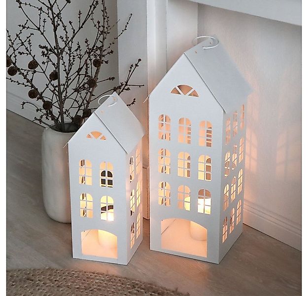 Grafelstein Kerzenlaterne Laterne WHITE HOME weiß Haus aus Metall H60cm Dek günstig online kaufen