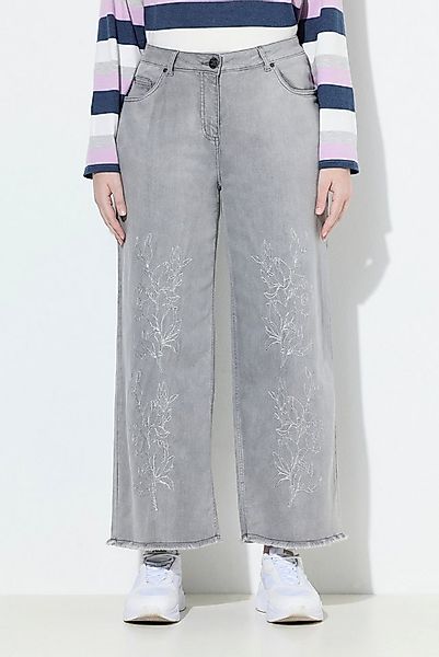Ulla Popken 5-Pocket-Jeans Jeans Mary Stickerei Fransensaum Stretchdenim günstig online kaufen