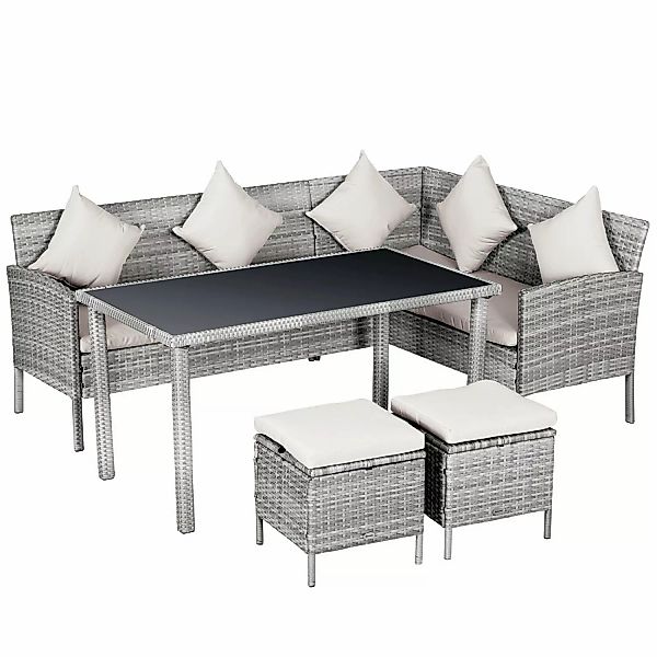 Outsunny 5-Tlg. Gartenmöbel Set Rattan mit Fußhocker 134 x 60 x 75 cm günstig online kaufen