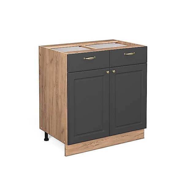Vicco Küchenunterschrank Fame-Line Anthrazit-Gold/Goldkraft Eiche 80 cm ohn günstig online kaufen