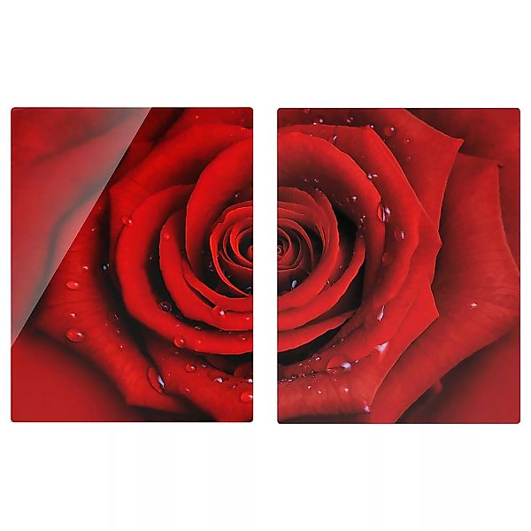 home24 Herdabdeckplatte Rose mit Wassertropfen günstig online kaufen