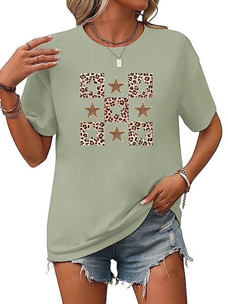 PYL Rundhalsshirt Damen Sommer Kurzarmbluse Locker günstig online kaufen