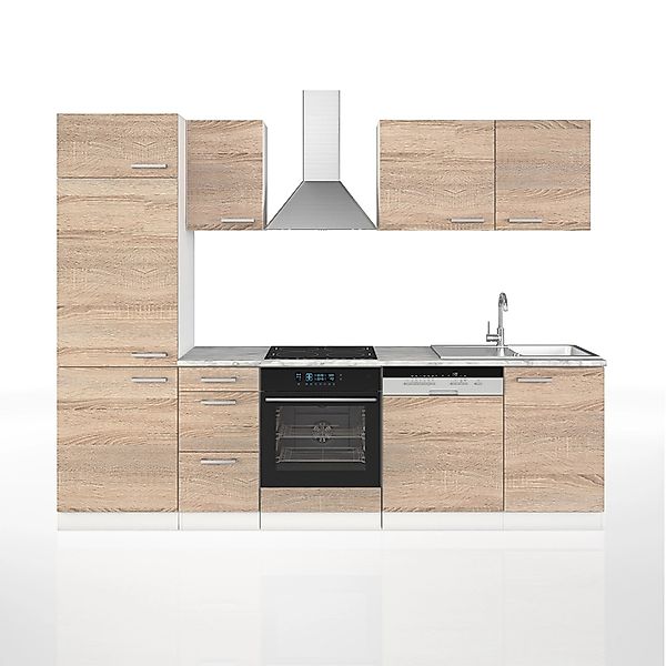 Vicco Küchenzeile Optima, Edelgrau/Weiß, 270 cm ohne Arbeitsplatte günstig online kaufen