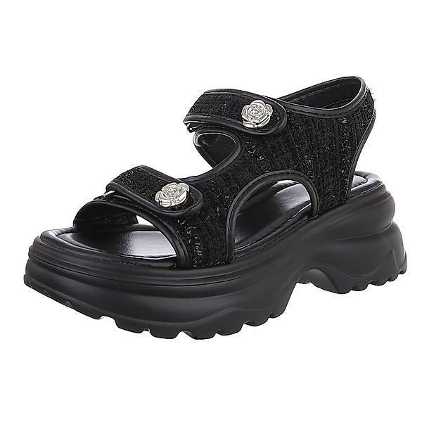 Ital-Design Bequeme Damen-Sandalen mit Rosetten für günstig online kaufen