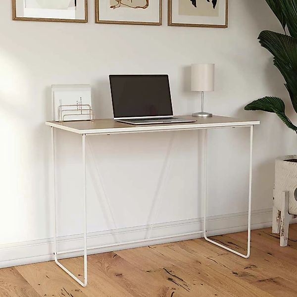 Skandi Design Schreibtisch mit Bügelgestell Metall günstig online kaufen