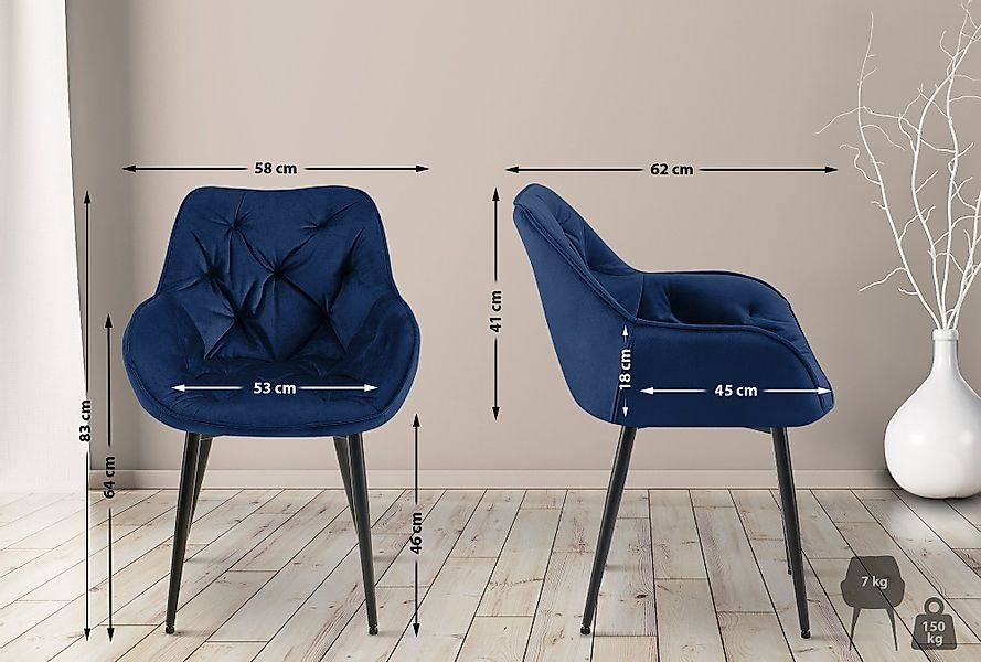 CLP Esszimmerstuhl Tanna Samt (2er Set), günstig online kaufen