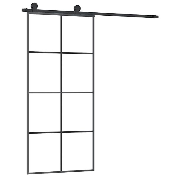 vidaXL Schiebetür mit Beschlag 90x205 cm ESG-Glas & Aluminium 3152141 günstig online kaufen