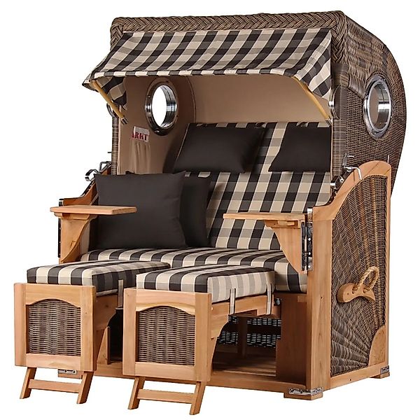 bene,iving Strandkorb Komplettset Ammersee Teak Bullauge PE Grau Modell 505 günstig online kaufen