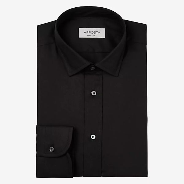Hemd  einfarbig  schwarz 100% baumwolle fleckenabweisende twill doppelt gez günstig online kaufen