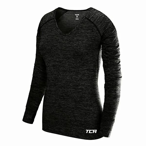 TCA Langarmshirt TCA Damen Elle Langarm V-Ausschnitt Laufshirt - Schwarz, X günstig online kaufen