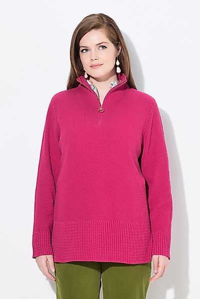 Ulla Popken Strickpullover Strick-Troyer Stehkragen Zipper günstig online kaufen