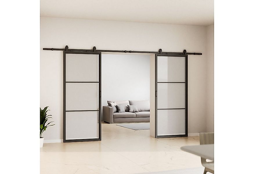 inova wohnen Doppelschiebetür Klarglas mit schwarzem Rahmen, Größenauswahl günstig online kaufen