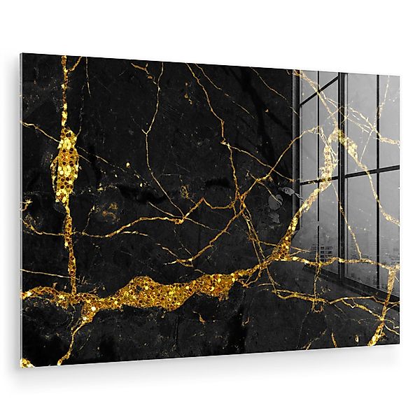 MuchoWow Acrylglasbild Marmor - Gold - günstig online kaufen