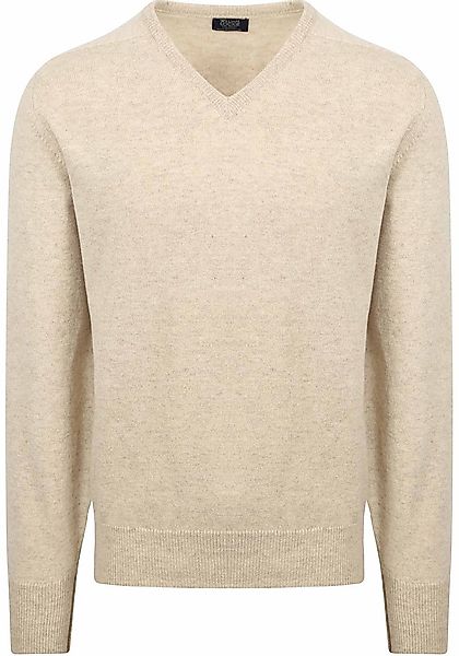 William Lockie V-Ausschnitt Pullover Lammwolle Linen Beige - Größe 3XL günstig online kaufen