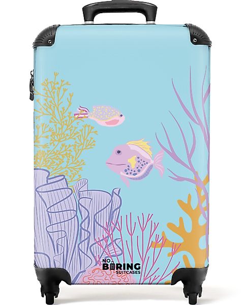 NoBoringSuitcases.com© Hartschalen-Trolley Blau mit Unterwasserwelt 55x35x2 günstig online kaufen