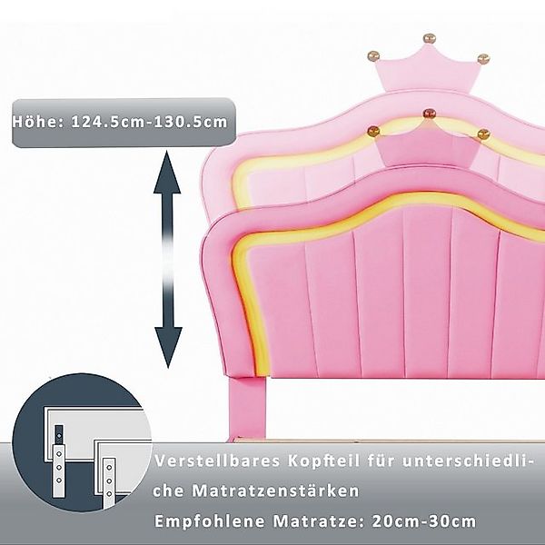 STILVORA Kinderbett 90x200 Polsterbet mit Matratze,Jugendbett mit LED-Leuch günstig online kaufen