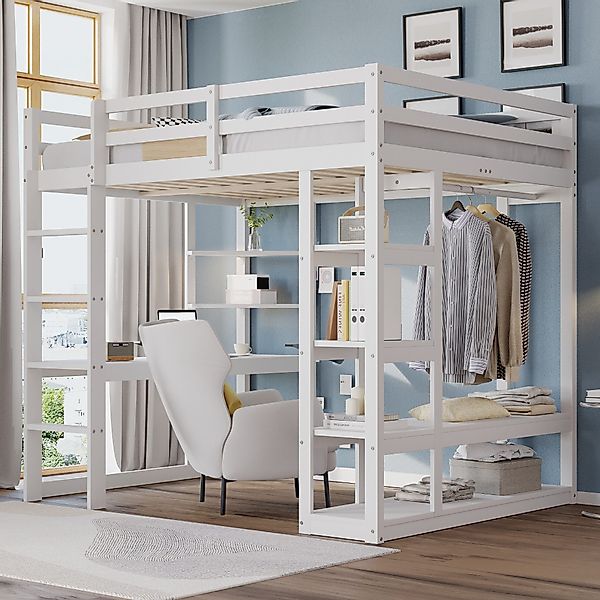 Flieks Hochbett Kinderbett 140x200cm mit Schreibtisch, günstig online kaufen