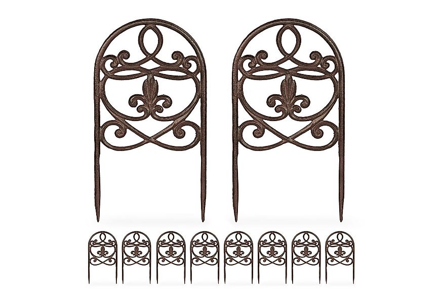 relaxdays Beetbegrenzung Antiker Beetzaun im 10er Set, braun günstig online kaufen