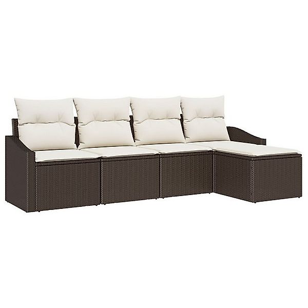 vidaXL Loungesofa 5-tlg. Garten-Sofagarnitur mit Kissen Braun Poly Rattan, günstig online kaufen