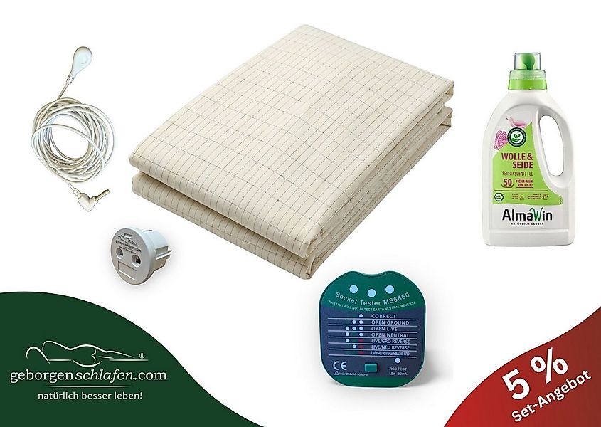 geborgenschlafen Bettlaken Erdungslaken Set 1 Basis – Bio-Baumwolle mit Sil günstig online kaufen