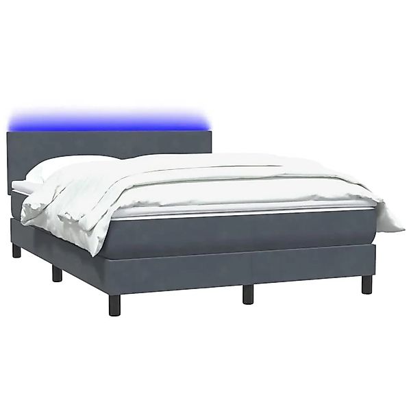 vidaXL Boxspringbett mit Matratze & LED Dunkelgrau 140x210 cm Samt 3316690 günstig online kaufen