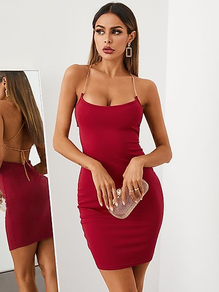 YOINS BASICS Sexy Rückenloses Design Ärmelloser Mini Kleid günstig online kaufen