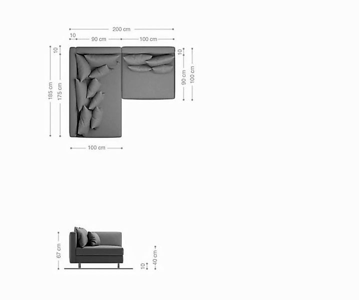 DELIFE Ecksofa Clovis, Weiss Schwarz Ottomane Links Ecksofa modular günstig online kaufen