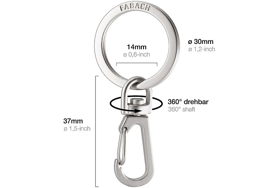 FABACH Schlüsselanhänger Karabiner mit drehbarem Schlüsselring - abnehmbare günstig online kaufen