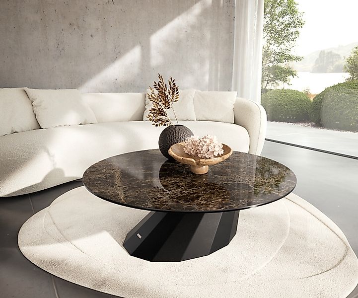 Couchtisch Edge Rund 100x100 cm Keramik Emperador Extra Lucidato Dunkelbrau günstig online kaufen